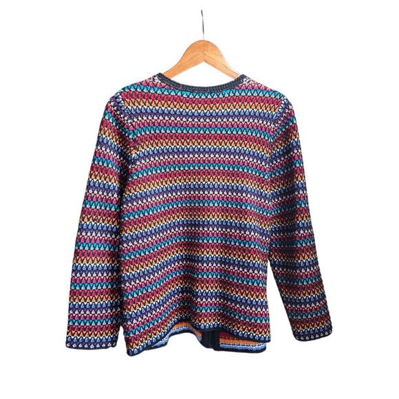 Coldwater Creek Zip-Up Crochet Sweater Jacket Black Multi Size XL - Picture 2 of 5